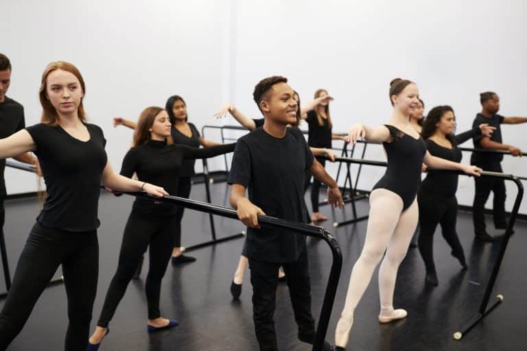 Adults learning ballet dancing